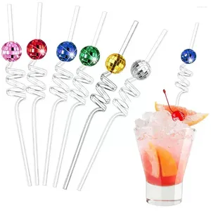 Conseguir canudos 12pcs em espiral plástico reutilizável para festas de aniversário club de suco de suco de vinho copo t0f5