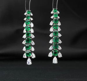 Earrings new zircon earrings luxury long tassel multicolor drop earrings for women