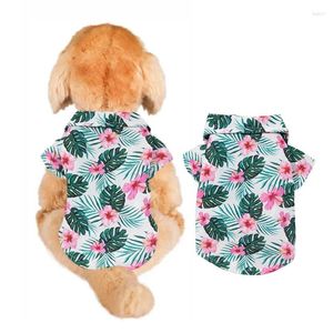 Hundkläder 1pc hawaiian strandstil lämnar tryckt kort ärm katt tunna skjorta valp väst t-shirts mode andas andas