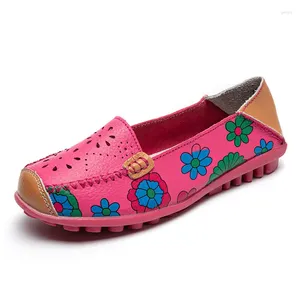 Casual Shoes Spring and Autumn European American Style Leather Women Flat Heel Slip On For Print