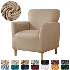 Chair Covers Elastic Solid Color Armchair Sofa Velvet Stretch Club Slipcovers Single For Home Banquet El