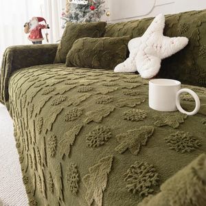 Stuhlabdeckungen Weihnachten Jacquard Sofa Cover Fluffy Plüschdecke für Bett universeller Anti -Schlupftuch -Schutzschutz