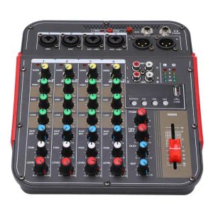 Console de mixagem de equipamentos Mixer de áudio profissional 4 canais DJ controlador US Plug AC100240V Equipamento de áudio para gravação de estúdio