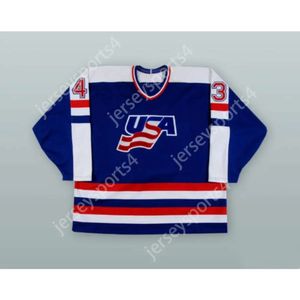 GDIR Custom Moe Mantha 43 USA Nationalmannschaft Blue Hockey Jersey New Top ED S-M-L-XL-XXL-3XL-4XL-5XL-6XL