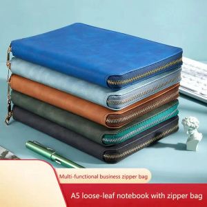 Notebooks Zipper A5 Leather Business Notebook und Journal mit Binder Notepad 6 Ringe Agenda Planer Schreibwarenorganisator