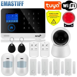 Gloves Wireless Tuya App Sim Gsm Home Rfid Burglar Security Lcd Touch Keyboard Wifi Gsm Alarm System Sensor Kit Russian,spanish Voice