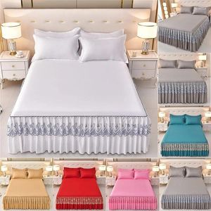 Spódnica łóżka Księżniczka Niepoślizgowa okładka materaca Ruffled Lace Bedsheet Protector Bedspread