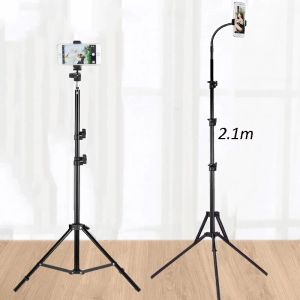 Monopods 1.2/1.6/2.1m tragbares Aluminium -Telefon DSL Camera Live Stativ Ständer Mount Digitalkamera Stative LED -Ringlicht für iPhone