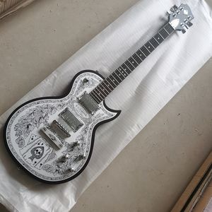 Yüksek kaliteli alüminyum plaka deseni oyulmuş elektro gitar, elektronik depo, ön kapak alüminyum plaka kapağı, stokta, hızlı teslimat,