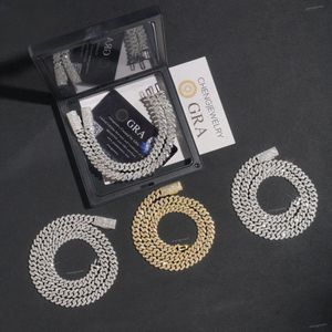 Cadeia de ligação cubana de Miami 15mm de largura Micro pavimentada 2 linhas Diamante de diamante Icepado Chain Chain Rapper Rapper Hip Hop Gold Jewelry Woman Woman para homens Choker Moissanite Chain Presente