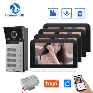 Doorbells Tuya WiFi 7 inch Monitors 2/3/4 Apartment/Family Video Door Phone Intercom System IR Doorbell Waterproof Camera Access Control