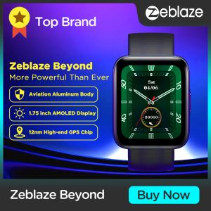 Watches Zeblaze Beyond GPS Smartwatch AMOLED Display 40 Days Battery Life AllDay Health Monitoring Smart Watch For Android iOS