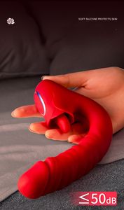 Vibrator Tongue -drivande dildo vibrator sexleksaker - 3 i 1 klitoris g -spot dildo vibrator med 7 tunga slickande vibrerande tryckande modesadult sexleksak för kvinnliga par