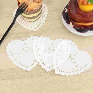 Ferramentas de cozimento 200 folhas Toilas de mesa de papel dosilies de renda de renda inferior de 10 cm Bolo branco