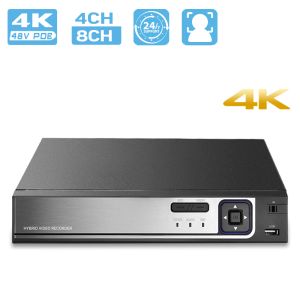 Gravador 8mp 4k 8ch Poe NVR 4CH 5MP H.265+ ONVIF REGORDADOR DE VÍDEO DE REDE VÍDEO 24/7 GRAVAÇÃO XMEYE P2P AI Detecção de face DVR Came de vigilância