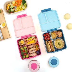 Yemek takımı paslanmaz çelik kase plastik plaka mikrodalgada ısıtılabilir bölme taşınabilir portatif anti-scald çocuk bento öğle yemeği kutusu