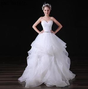 Sweetheart Diamonds Organza Wedding Dresses Charming White Tiered Cheap Custom Made Real Image Bridal Bowns A0296616876