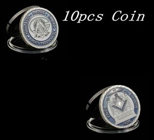 10pcs Mason Masonic Lodge Symbole rzemieślnicze Masońskie Symbole Silver Srebrna Moneta Kolekcjonalna Prezent Creative7986330