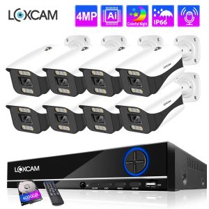 System LoxCam 8Ch 4MP CCTV -Überwachungskamera System 48V POE 4MP Audio Outdoor wasserdichte Farbe IP -Kamera Videoüberwachung Set