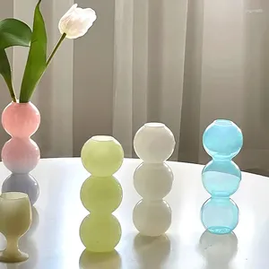 VASES NORDIC BUBBLE GLASS GLASS FLOWER VASEカラフルなアートボトル水耕栽培ポットリビングルームホームオフィスデスクトップ装飾