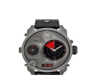 원래 상자와 인증서 DZ7297 새로운 Mens Watch New Mr Daddy Multi Multi Grey Red Dial SS Black Leather Quartz Watch6896218