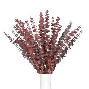 Fiori decorativi 12 pezzi Veri steli eucalipti secchi per doccia foglie rosse naturali arredamento per matrimoni appeso a casa