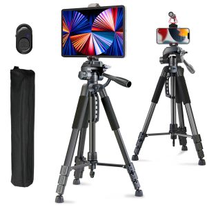 Microfone Camera Tripod 180 cm Leichtes Mobiltelefonständer mit drahtloser Fernbedienungstasche für iPhone iPad Pro 12,9 