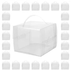 Elimina i contenitori Carrier con coperchio e manette dessert in plastica in scatola trasparente portatile