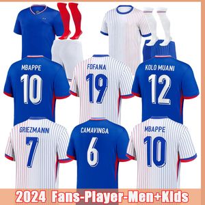 Pełne zestawy koszulki piłkarskie 24 25 Giroud Mbappe Griezmann Saliba Pavard Kante Maillot de Foot Equipe Maillots Kit Men Men Football Sportswear Młodzieżowe mundury