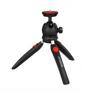 Monopods Andoer Mini tabletop Tripod Phone Câmera de tripé portátil dobrável com parafuso de montagem de 1/4 