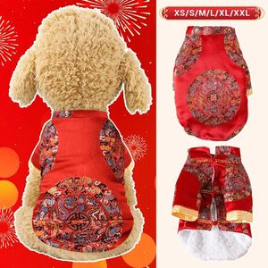 Hundebekleidung Haustier Kleidung Tang Anzug Hemd Chinesische Jahr Style Hoodie bequeme Jacke Katze warmes Weste Mantel Winter -Strampler