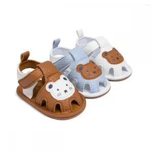 First Walkers Summer Born Baby Day Toddler Shoes Cute Animal Pattern Sandals Anti-Slip Soft Fashion Color Blocking Casual