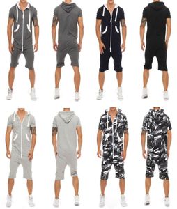 Stilvolle Männer Kurzarm -Hemden Hosen Strampler Jumpsuit One -Stück Shorts Playsuits3420151