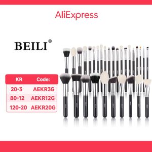 Beili Schwarzes Make -up Pinsel Set professionelle natürliche Ziegenhaarpinsel Fundament Pulver Kontur Lidschatten Make -up Pinsel 240320