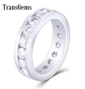 TransgeMs 18K Gold branco 4mm F Cor Moissanite Eternity Band Engagement Ring Dailywear Jóias finas para mulheres presentes de aniversário Y5340670