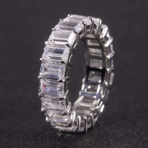 OL1433 Bleiben fein Schmuck Hochzeit Emerald geschnitten 3x5mm Moissanit Diamant 925 Silber Frauen Voller Eternität Band Ring