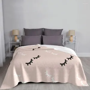 Koce kreskówka rzęs koralowa Plush Decor Textile Decor Zamknięte rzęsy Miękki rzut koc do sofy podróżna dywan