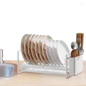 Kitchen Storage Dish Drainer Rack Plate Drying With Utensil Holder Portable Cabinet For