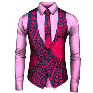 Этническая одежда 2024 Жилет африканского стиля Men Africa Print Formal Business Casual Slim Vests Рубашки набор выпускной вечеринки свадебная вечеринка жилет