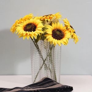 Kwiaty dekoracyjne 10pcs Nordic Fake Sunflower Silk sztuczny na majsterkowanie bukietów ślubnych imprezowy salon wystrój domu Mariage