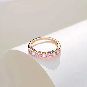 Cluster Rings Minimalist High Carbon Powder Diamond Ring For Women S925 Silver Internet Red 7-row R Niche