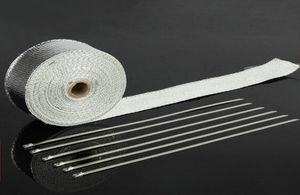Aluminium Foil Fiberglass ExhaustHeader Heat Wrap 2quot x 33039 Roll With 5 Pieces Of Stainless Ties Kit2912005