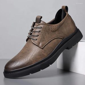 Lässige Schuhe Cowhide -Männer Leder Big Head Schnüre -up Arbeit Chaussure Hommes Herren Schuhe Sapatos Sociais Maskulino