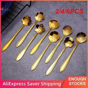 Coffee Scoops 2/4/6PCS Cherry Blossom Rose Spoon Stainless Steel Fashion Tea Icefor Cream Fruits Dessert Kitchen Accessories