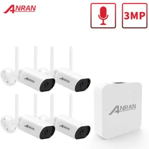 Sistem anran cctv video kamera kiti 4ch mini nvr 3MP kablosuz güvenlik kamera kiti gece görüşü açık hava wifi gözetim kamera sistemi