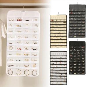 Lagringslådor Dual -Sided Hanging Jewelry Home Organizer Roll Wall High Halsband Kvalitet med hållare Monterad Hanger Display C3x3