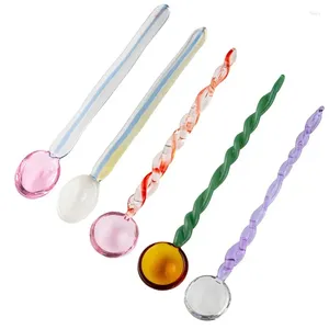 Kaffescoops 1 PC -märke och högkvalitativ söt godiserie Stained Glass Spoon Spiral Stirring Kitchen Table Seary