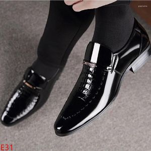 Casual Shoes Men Dress Italian Leather Slip On Fashion Moccasin Glitter Formal Male Pointed Toe For