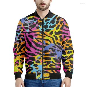 Men's Jackets Colorful Leopard 3d Printed Zipper Jacket For Men Personality Sweatshirt Spring Autumn Street Women Long Sleeve Coats