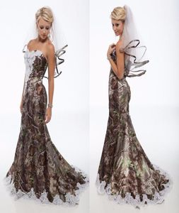 2015 Suknie ślubne Camo Plus Ails Vintage Sweetheart Lase Syrenca Camo Bridal Suknie